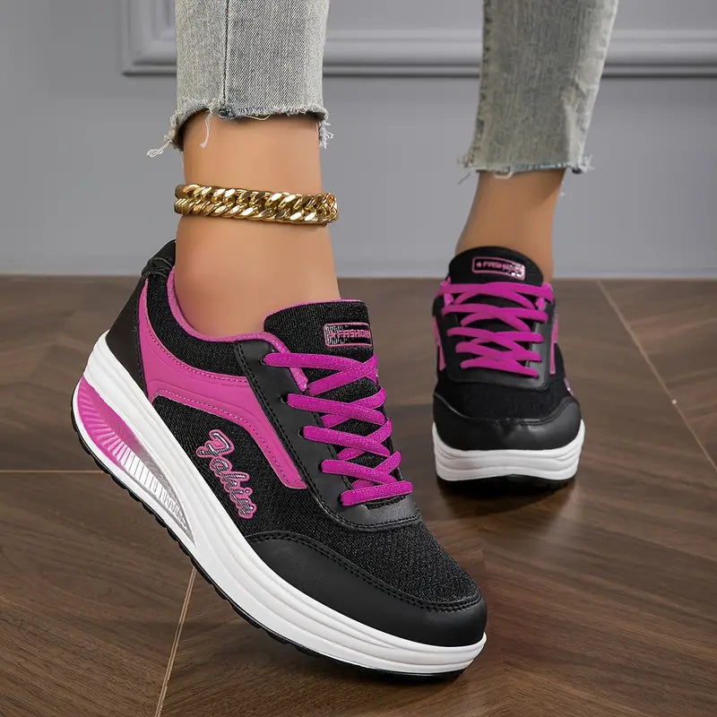 Damskie sneakersy z podwyższoną podeszwą do codziennego użytku
