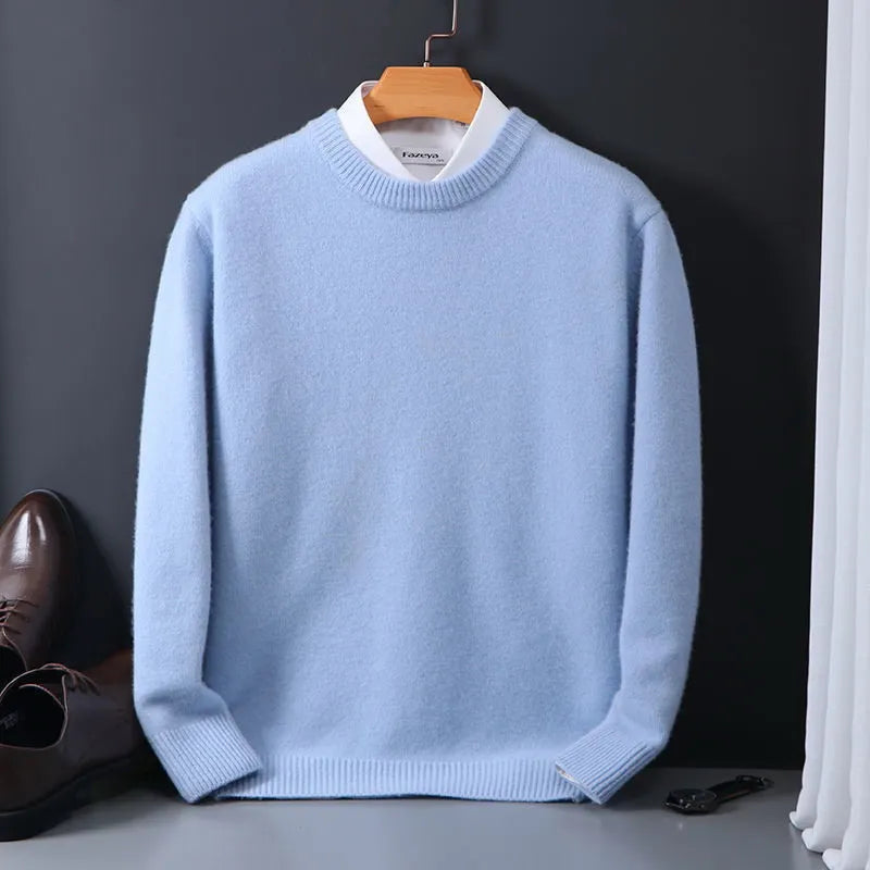 Klasyczny sweter męski z kołnierzem typu crewneck
