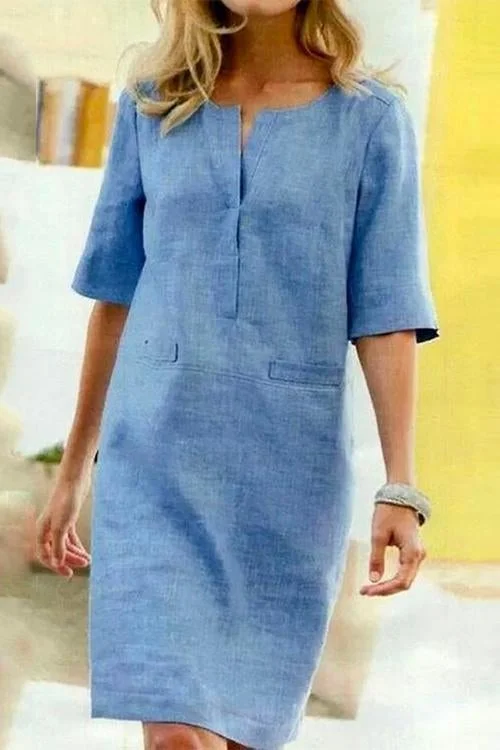 Letnia sukienka midi bez rękawów z okrągłym dekoltem