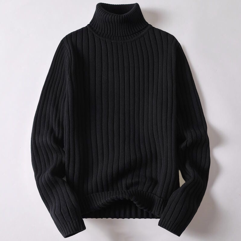 Męski sweter prążkowany z golfem w klasycznym stylu