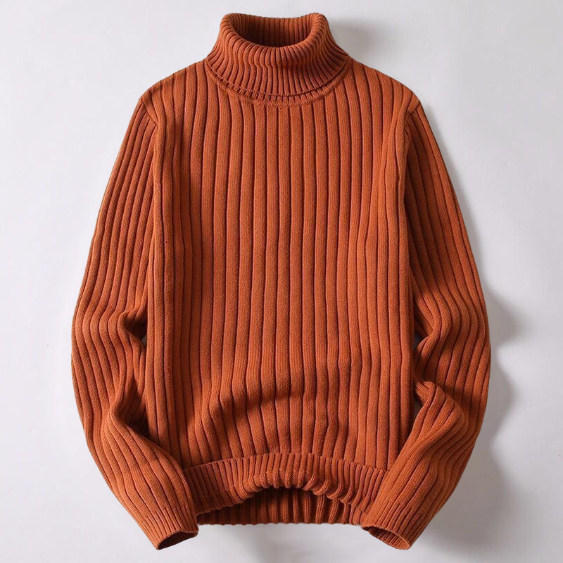 Męski sweter prążkowany z golfem w klasycznym stylu