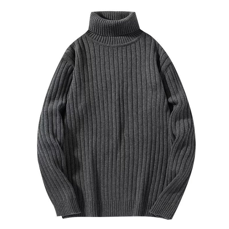 Męski sweter prążkowany z golfem w klasycznym stylu