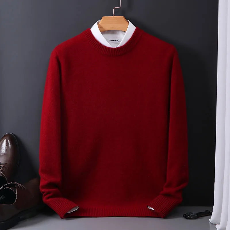 Klasyczny sweter męski z kołnierzem typu crewneck