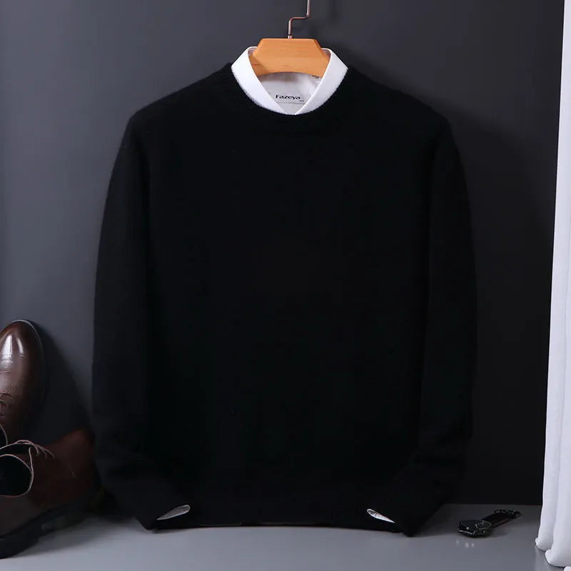 Klasyczny sweter męski z kołnierzem typu crewneck