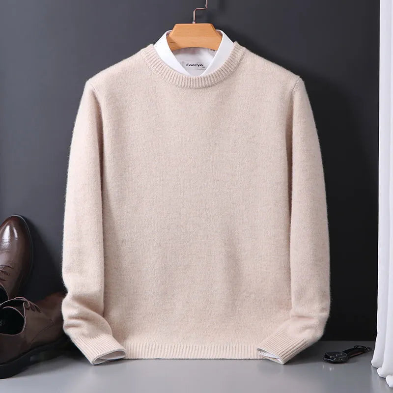 Klasyczny sweter męski z kołnierzem typu crewneck